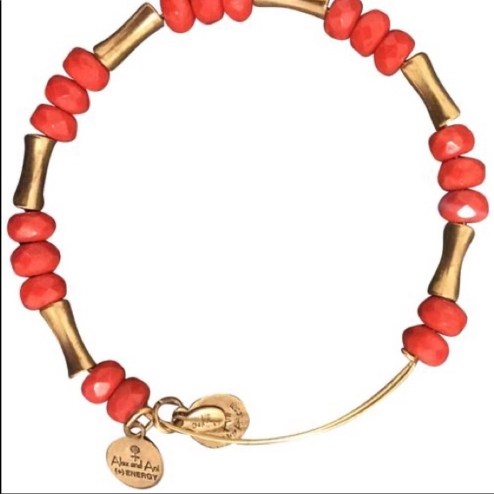 Alex and Ani - Gold bracelet with red beads